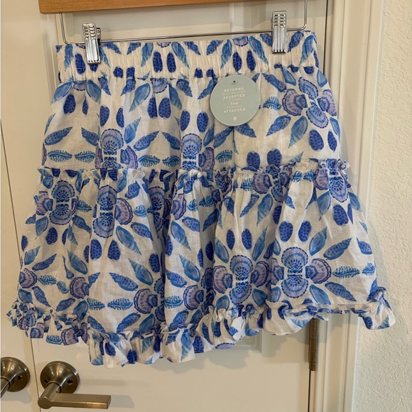 Hill House Home Blue Floral Ruffle Mini Skirt NWT Size M - Picture 3 of 8